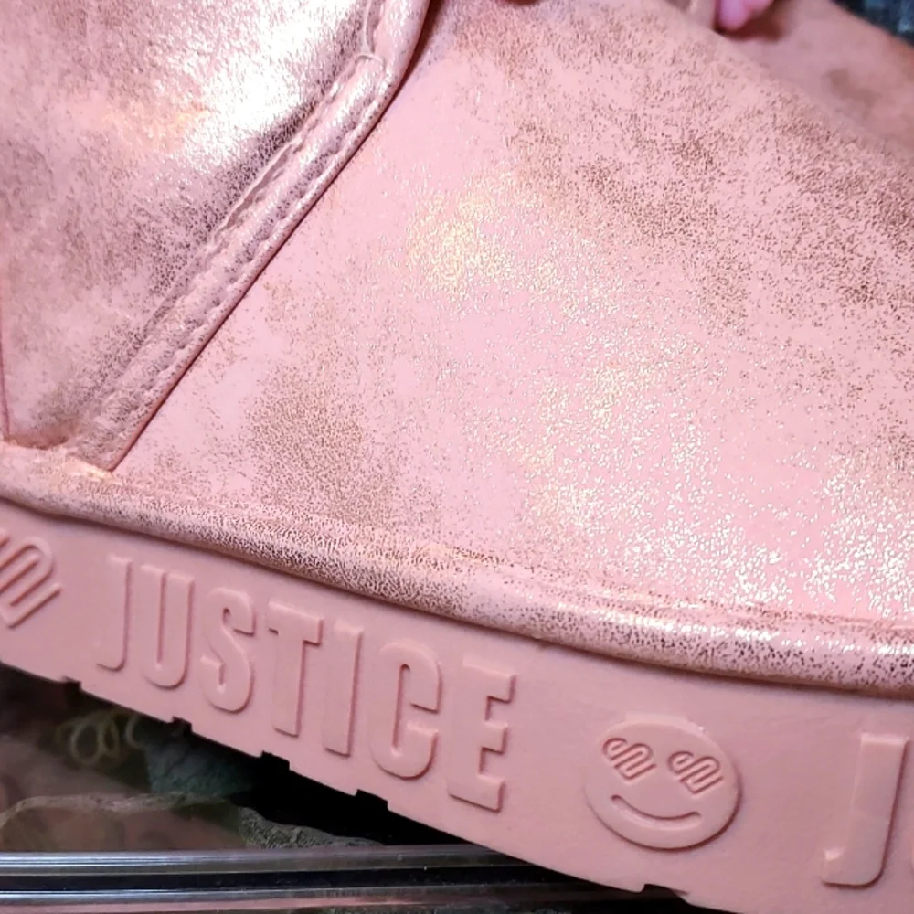 Girls Justice Platform Faux Shearling Beaded Boot
